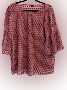 Women’s Pink Patterned Bell-Sleeve Top by Ann Taylor